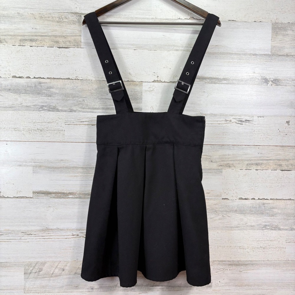 Hot Topic Suspender Skirt Womens M Black Pleated Adjustable Strap Goth Grunge